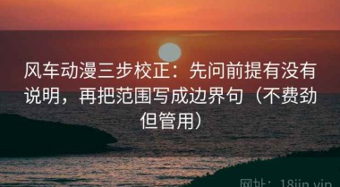 风车动漫三步校正：先问前提有没有说明，再把范围写成边界句（不费劲但管用）