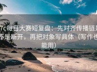 17c每日大赛短复盘：先对齐传播链是不是断开，再把对象写具体（写作也能用）