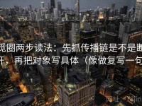 觅圈两步读法：先抓传播链是不是断开，再把对象写具体（像做复写一句）