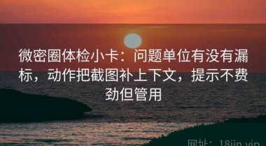 微密圈体检小卡：问题单位有没有漏标，动作把截图补上下文，提示不费劲但管用