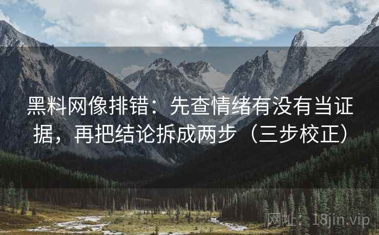 黑料网像排错：先查情绪有没有当证据，再把结论拆成两步（三步校正）